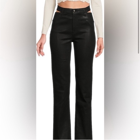 NWT Jonathan Simkhai Amelia Cutout Jeans in coated black - Picture 4 of 9